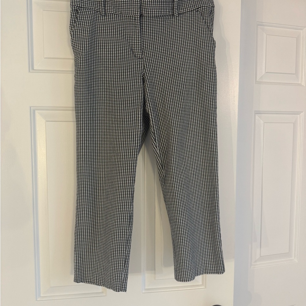 Ann Taylor Black and White Gingham Cropped Pants